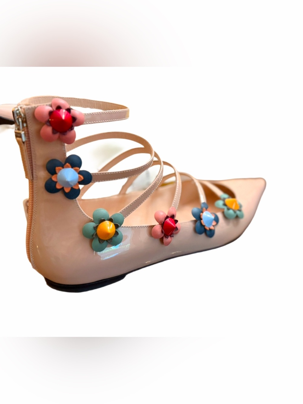 Fendi Flowerland Leather Ballet Flats/ very good condition, size 40.5/10.5 Italy